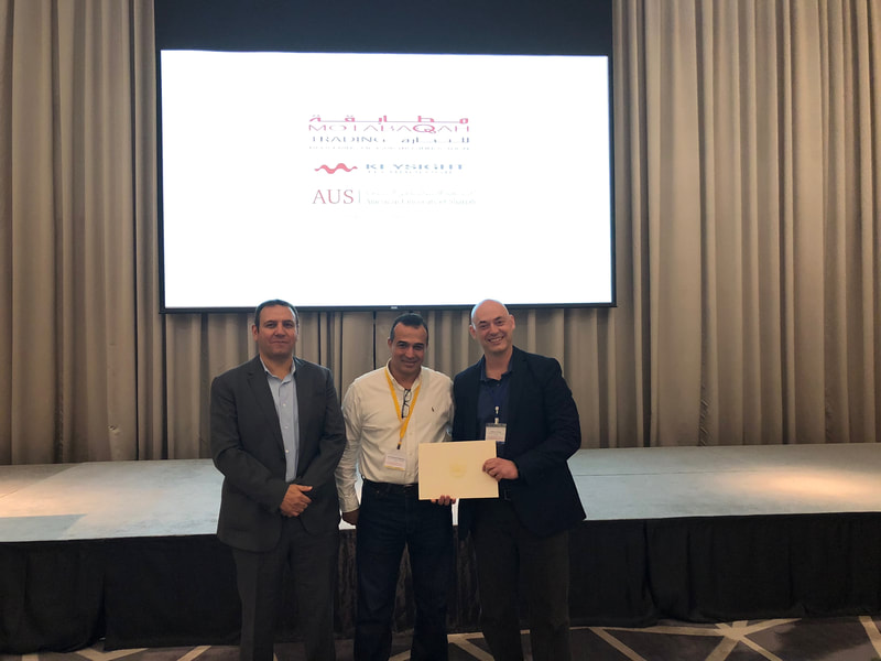 ICCSPA 2019, Best Paper Award, Dr. Sydney Givigi (Queen's University, Canada). Left to Right (Dr. El-Tarhuni, Dr. Hassan, Dr. Givigi)