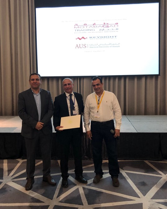 ICCSPA 2019, Best Paper Award, Dr. Walaa Hamouda (Concordia University, Canada). Left to Right (Dr. El-Tarhuni, Dr. Hamouda, Dr. Hassan)